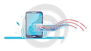 Fast Data Flow from Smartphone: Digital Connectivity, vector design Generative AI