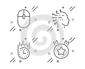 Fast delivery, Computer mouse and Artificial intelligence icons set. Ranking star sign. Vector