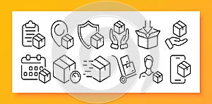 Fast delivery icon set. Speed and efficiency of shipping and delivery services. Delivery. Vector line icon for Business and