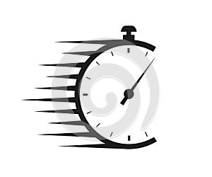 Fast delivery icon with timer. Fast stopwatch line icon. Fast delivery shipping service sign. Speed clock symbol urgency, deadline