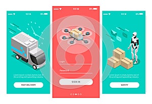 Fast Delivery Isometric Banners