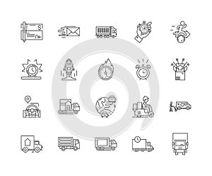 Fast delivery line icons, signs, vector set, outline illustration concept