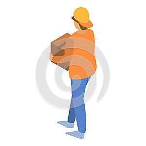 Fast delivery man icon, isometric style