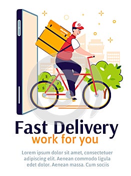 Fast delivery and online order services banner cartoon vector illustration.