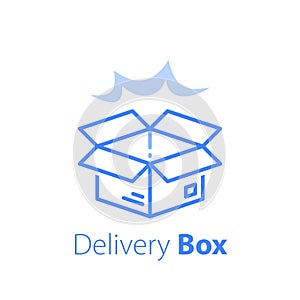 Fast delivery, open box, shipping order, distribution services, pick up point