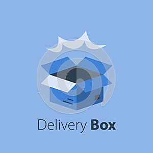 Fast delivery, open box, shipping order, distribution services, pick up point