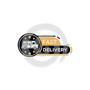 Fast delivery service badge logo design,icon vector template,shipping logo