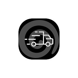 Fast delivery, truck icon vector on square button