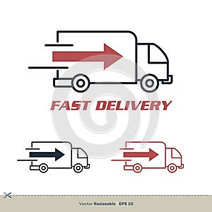 Fast Delivery Truck Line Art Icon Vector Logo Template Illustration Design. Vector EPS 10