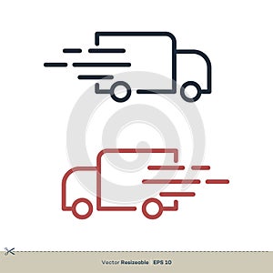 Fast Delivery Truck Line Art Icon Vector Logo Template Illustration Design. Vector EPS 10