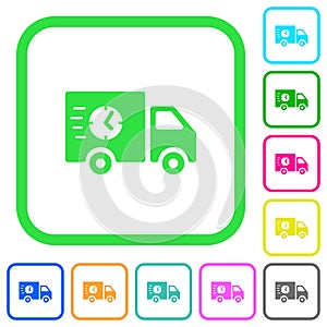 Fast delivery truck vivid colored flat icons