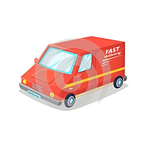 Fast delivery van. Fast delivery truck.Cartoon vector illustration