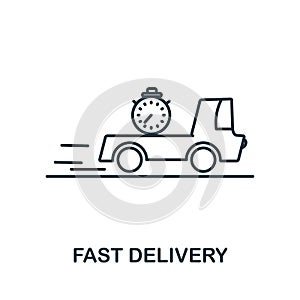 Fast Devivery icon. Line style symbol from shopping icon collection. Fast Devivery creative element for logo, infographic, ux and