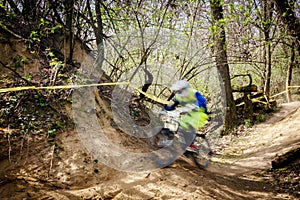 Fast downhill mountain bike racing