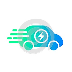 Fast electric car icon symbol, EV car, Hybrid vehicles charging point logotype, Eco friendly vehicle concept