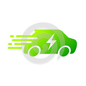 Fast electric car icon symbol, EV car, Hybrid vehicles charging point logotype, Eco friendly vehicle concept