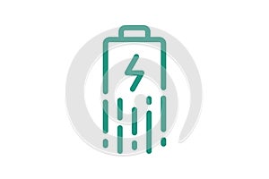 Fast electric charging battery icon. Quick electrical power accumulator charger symbol. Speed electricity charge linear