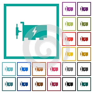 Fast ethernet network controller flat color icons with quadrant frames