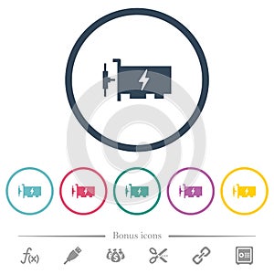 Fast ethernet network controller flat color icons in round outlines
