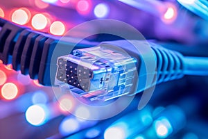 Fast fibre internet computer cable transmitting broadband telecommunication services