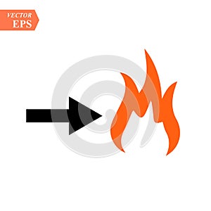 Fast fire with arrow. arrow to fire. launch business logo template. Fire arrow, sign, symbol, identity