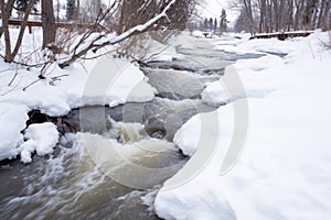 fast flowing river during a snowmelt