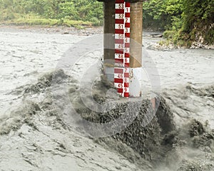 Fast flowing river during typhoon