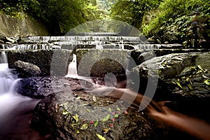 Fast flowing water in the mountain