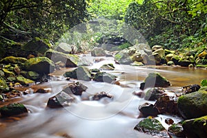 Fast flowing water in the mountain
