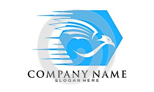 Fast flying eagle vector logo