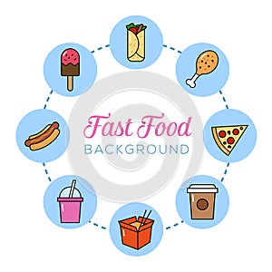 Fast Food Background with Icons