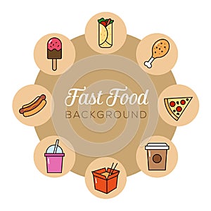 Fast Food Background with Icons