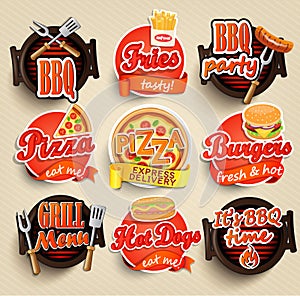 Fast food and BBQ Grill elements. photo