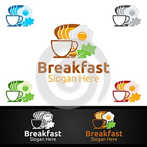 Fast Food Breakfast Delivery Service Logo for Restaurant, Cafe or Online Catering Delivery