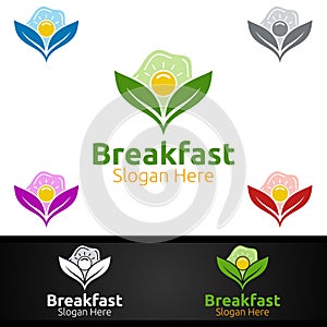 Fast Food Breakfast Delivery Service Logo for Restaurant, Cafe or Online Catering Delivery