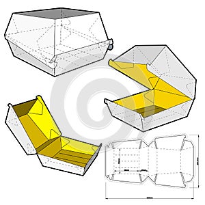 Fast Food Burger Box and Die-cut Pattern.