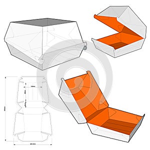 Fast Food Burger Box and Die-cut Pattern.