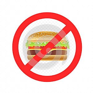 Fast food burger prohibition sign