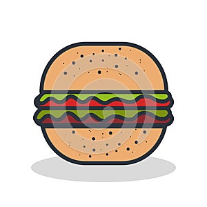 Fast food burger, vector illustration