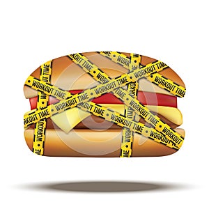 Fast food burger with workout time tapes