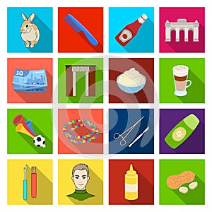 Fast food, business and other web icon in flat style.dessert, shopping, medica icons in set collection.