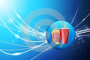 Fast Food Button on Blue Abstract Light Background