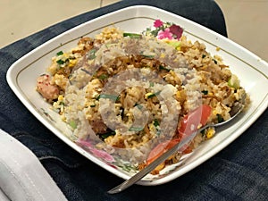 Fast food called egg fried rice for kids photo