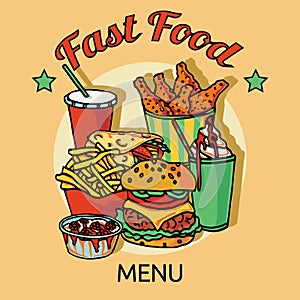 Fast food chain menu poster