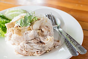 Fast Food Chicken rice steam of Thailand.