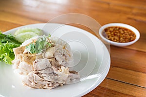 Fast Food Chicken rice steam of Thailand.