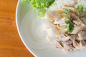 Fast Food Chicken rice steam of Thailand.