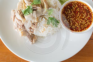 Fast Food Chicken rice steam of Thailand.