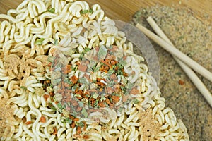 Fast food, chinese noodles with spices
