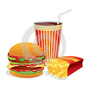 Fast Food Collage. Vector Illustration